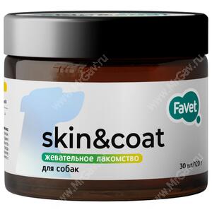 Функциональное лакомство Favet Multivitamin Dog Soft Chews для кожи и шерсти, 120 г