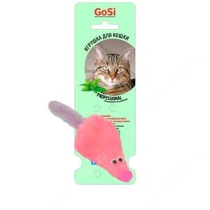 Игрушка GoSi Мышка большая розовая с хвостом из норки