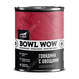 Консервы для собак Bowl Wow говядина с овощами, 850 г