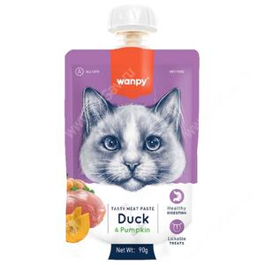 Лакомство Wanpy Cat мясной мусс из утки и тыквы, 90 г