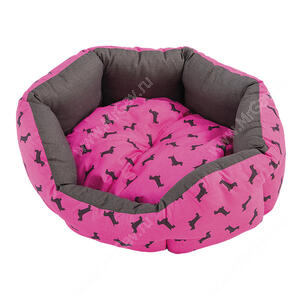 Лежак Ferplast Domino, 44 см*40 см*16 см, розовый с собачками
