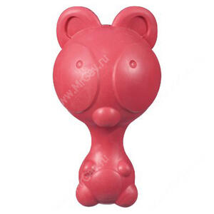 Мишка с пищалкой JW Ruffians Bear из каучука, красный