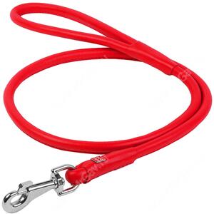 Поводок кожаный круглый Collar WAUDOG Glamour, 122 см*0,6 см, красный