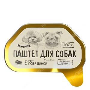 Влажный корм Mypets для собак Паштет с говядиной, 100 г