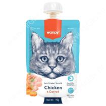 Лакомство Wanpy Cat мясной мусс из курицы и моркови, 90 г