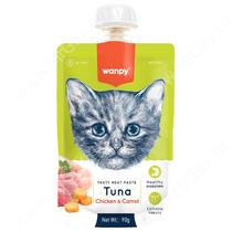 Лакомство Wanpy Cat мясной мусс из тунца и курицы с морковью, 90 г