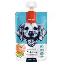 Лакомство Wanpy Dog мясной мусс из курицы и моркови с горохом, 90 г