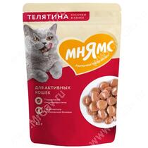 Пауч функциональный Мнямс для активных кошек, телятина в соусе, 85г